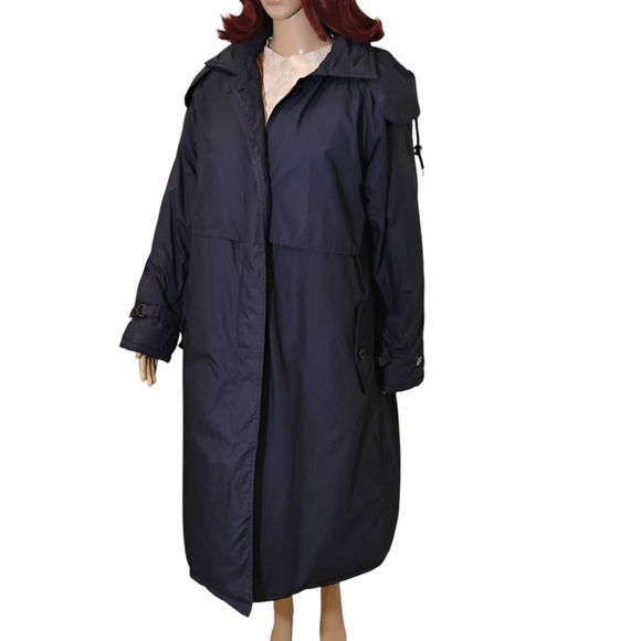 Gander Mountain Women's Dark Blue Down And Flannel Trench Coat Size Medium - Picture 3 of 11